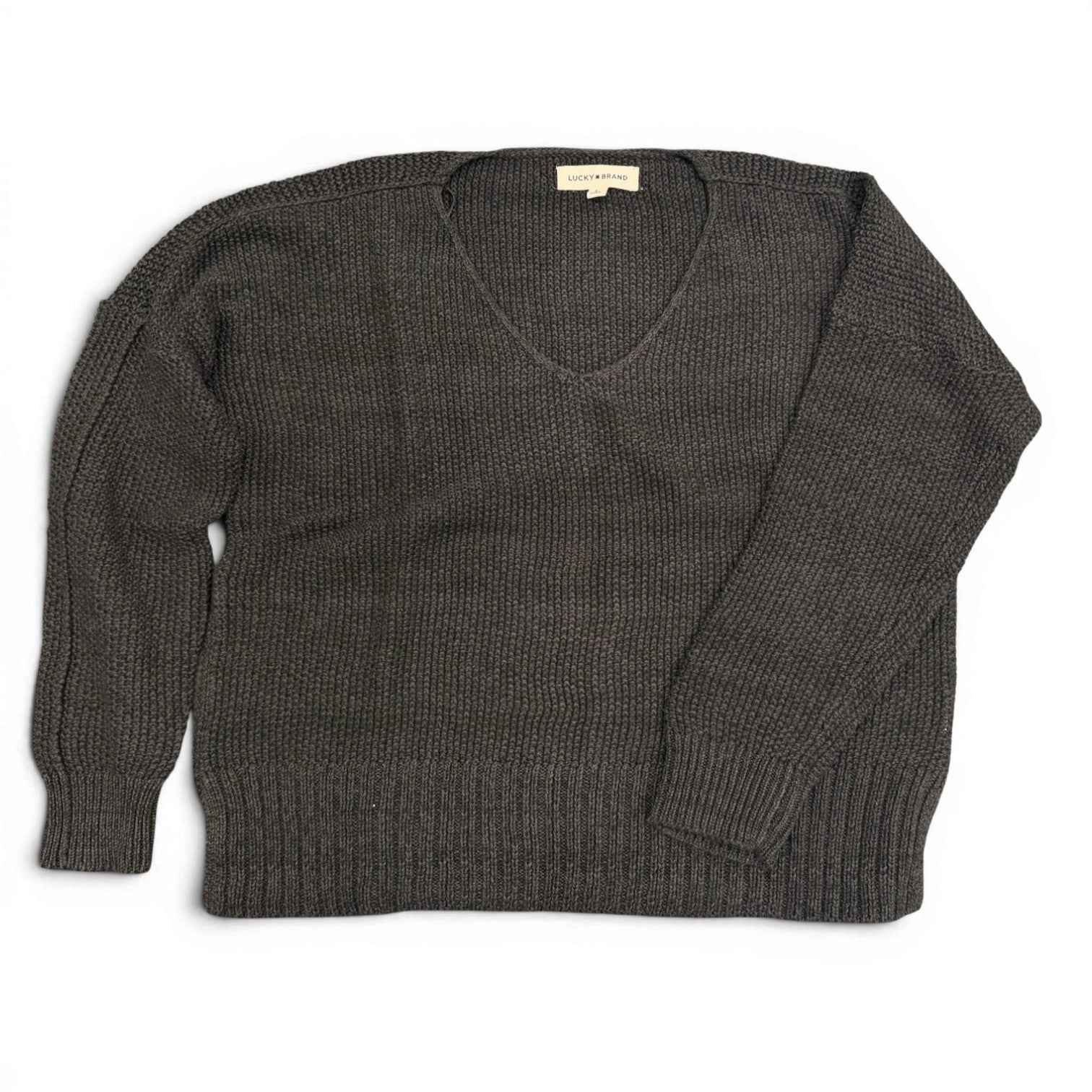 [7WP5056-001] WOMENS LUCKY BRAND SPRING WEIGHT V NECK PULLOVER - BLACK COMBO