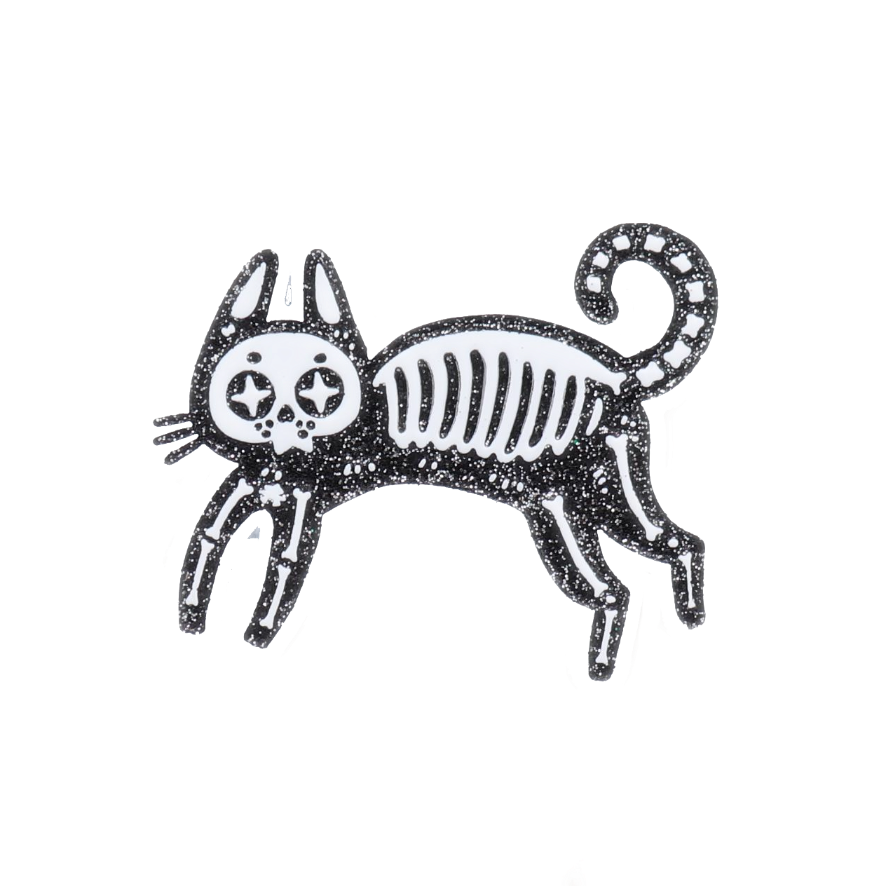 Skeleton Cat Enamel Pin - Black Cat Pin
