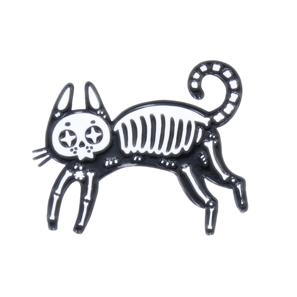 Skeleton Cat Enamel Pin - Black Cat Pin