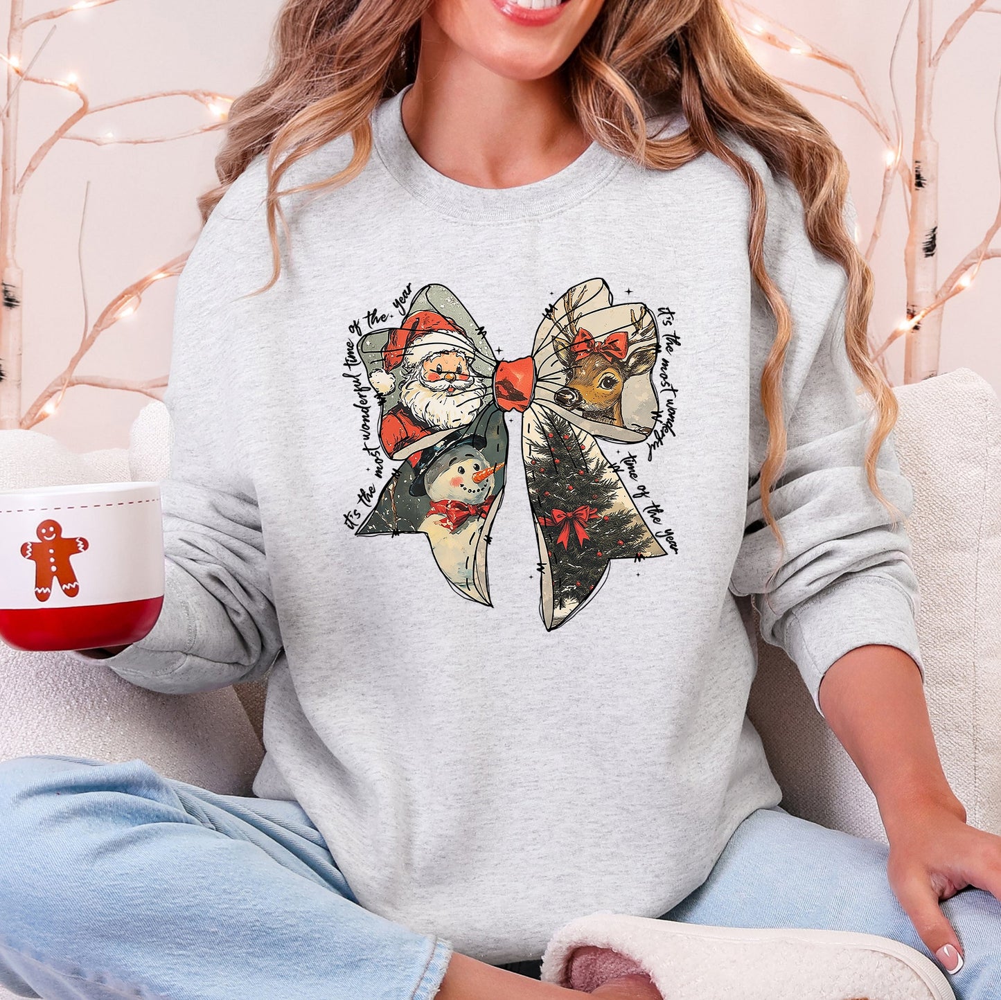 It's The Most Wonderful Time Of The Year, Christmas, Santa, Snowman, Reindeer Sweatshirt
