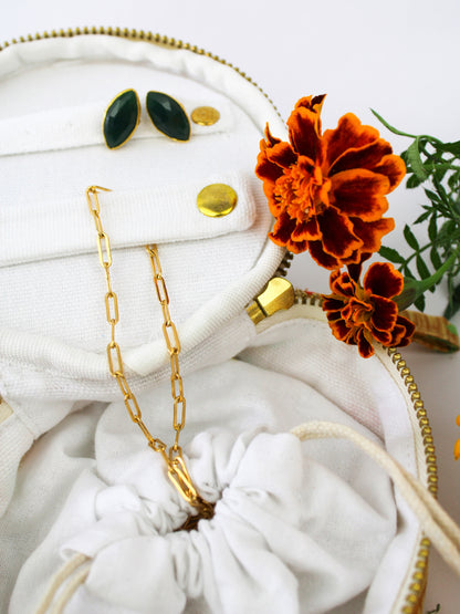 Coral Basket Jewelry Pouch