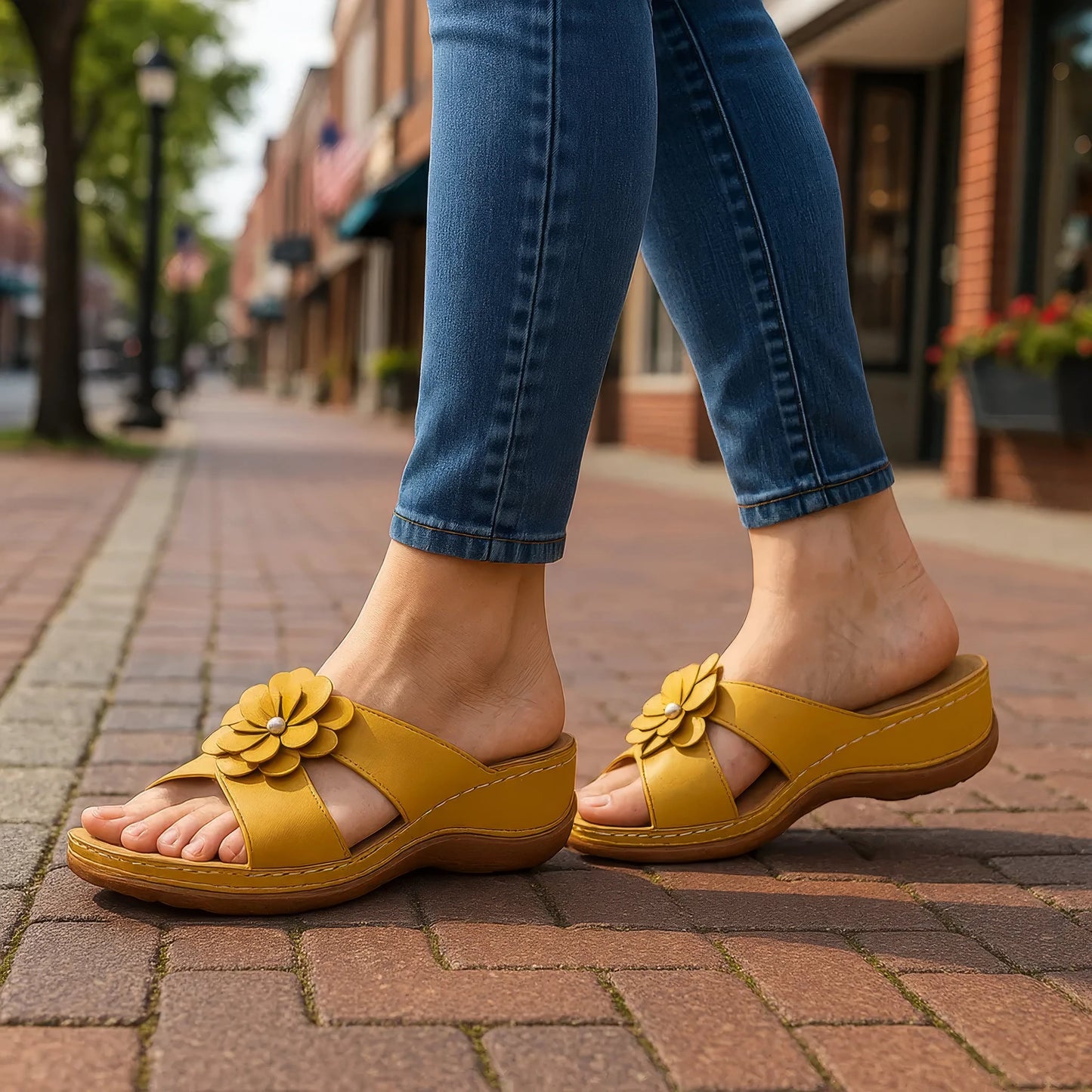 Women's Joy Coral Flower Flat Sandals