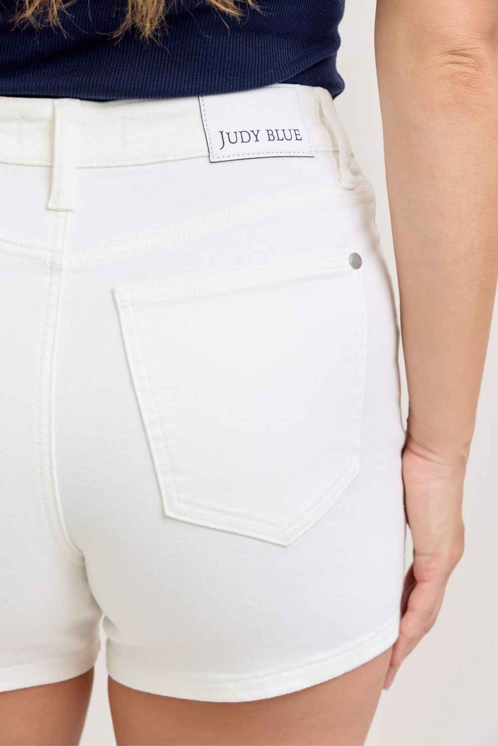 Judy Blue Plus Size White High Waisted Slim Shorts Plus Sizes