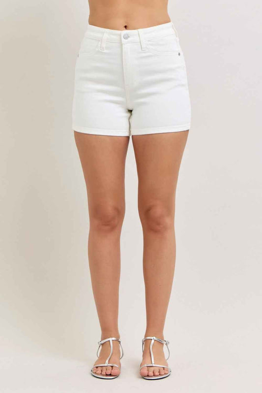 Judy Blue Plus Size White High Waisted Slim Shorts Plus Sizes