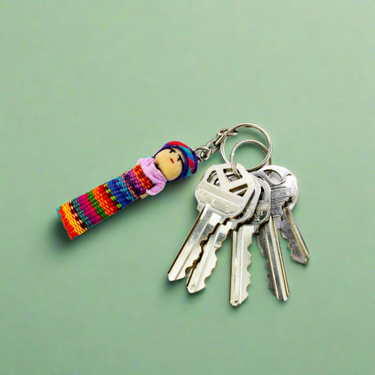 Worry Doll Boho Key Chain | Handmade Multicolor Charm from Guatemala