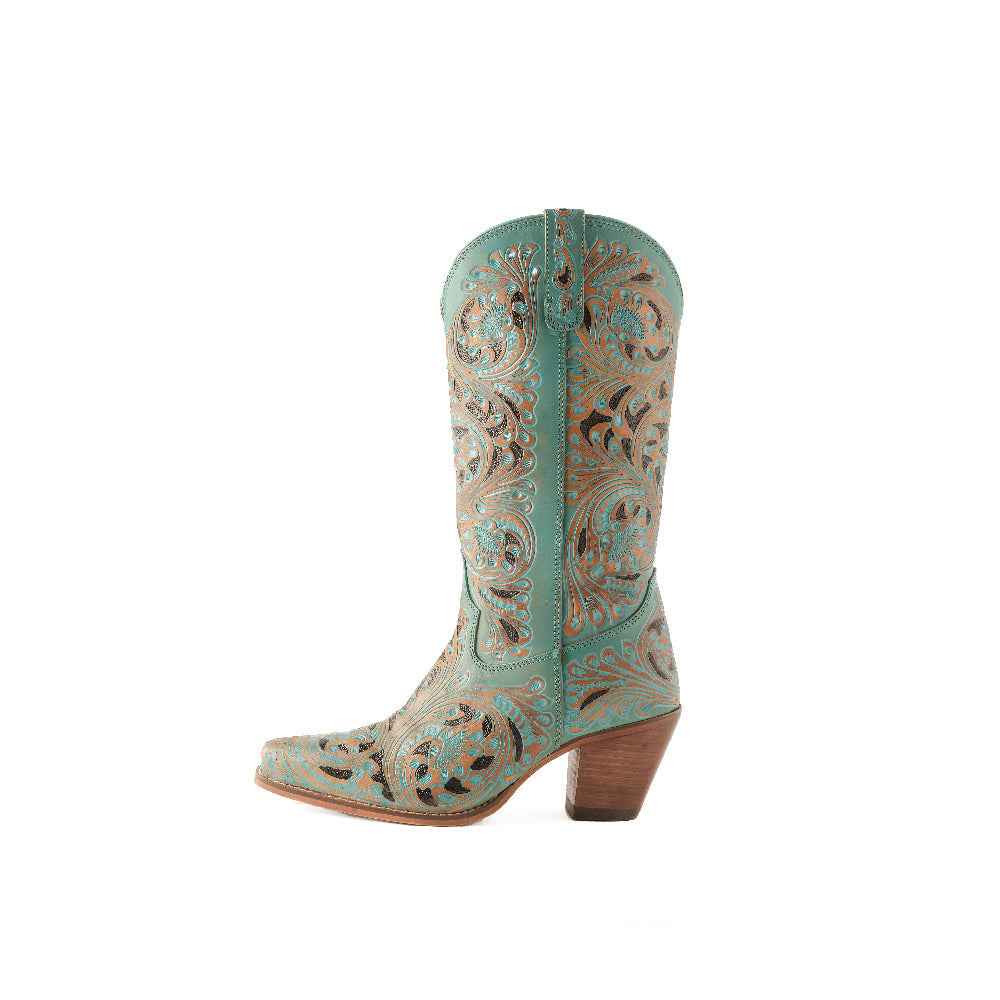 Myra Kasiopeah Cowgirl Leather Boots - Turquoise Western Boots for Women with Pointed Toe Heel