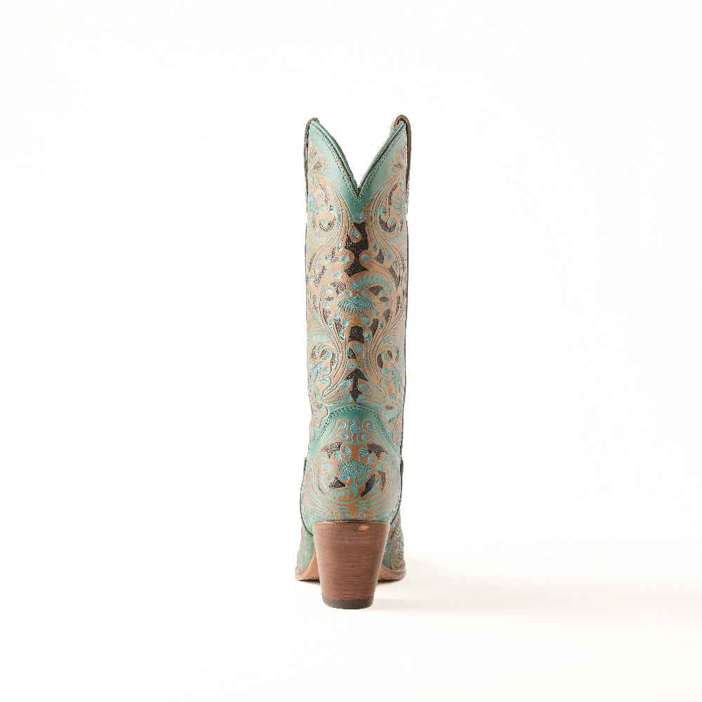 Myra Kasiopeah Cowgirl Leather Boots - Turquoise Western Boots for Women with Pointed Toe Heel