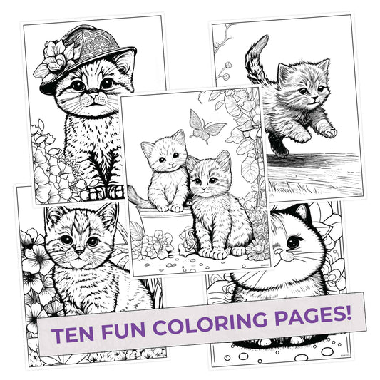 Kitty Colors Coloring Pages (10 Pack)