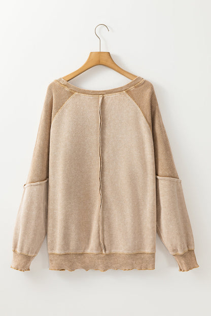 Jolie Waffle Exposed Seam Raglan Sweatshirt