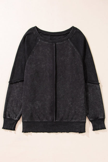 Jolie Waffle Exposed Seam Raglan Sweatshirt