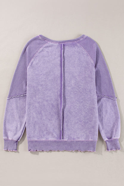 Jolie Waffle Exposed Seam Raglan Sweatshirt