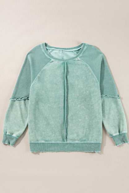 Jolie Waffle Exposed Seam Raglan Sweatshirt
