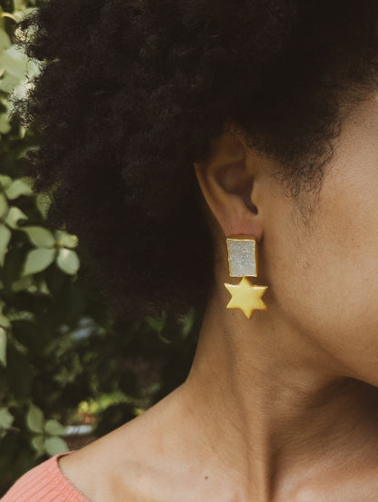Druzy Star Statement Earrings