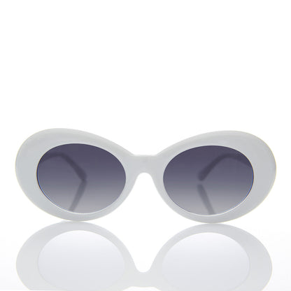 White Oval Cat Eye Clout Sunglass - Lulu 2