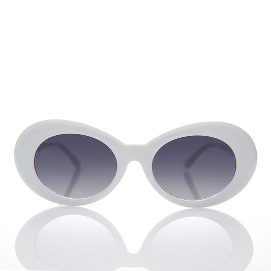 White Oval Cat Eye Clout Sunglass - Lulu 2