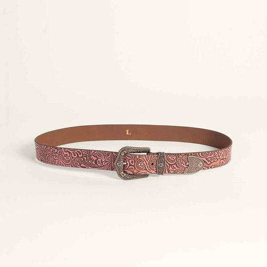 Loyal West Sophia Belt-Pink Floral Leather