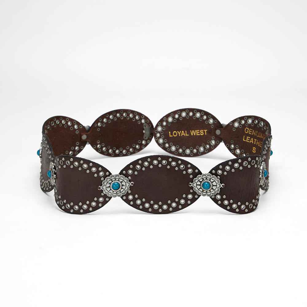 Loyal West Alta Buena Leather Belt In Calfskin-DARK BROWN