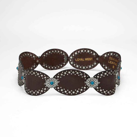 Loyal West Alta Buena Leather Belt In Calfskin-DARK BROWN