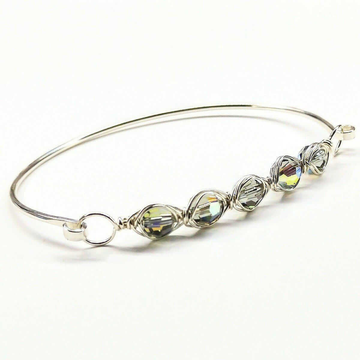 Larger Oval Shaped Swarovski Crystal Bar Bangle Bracelet
