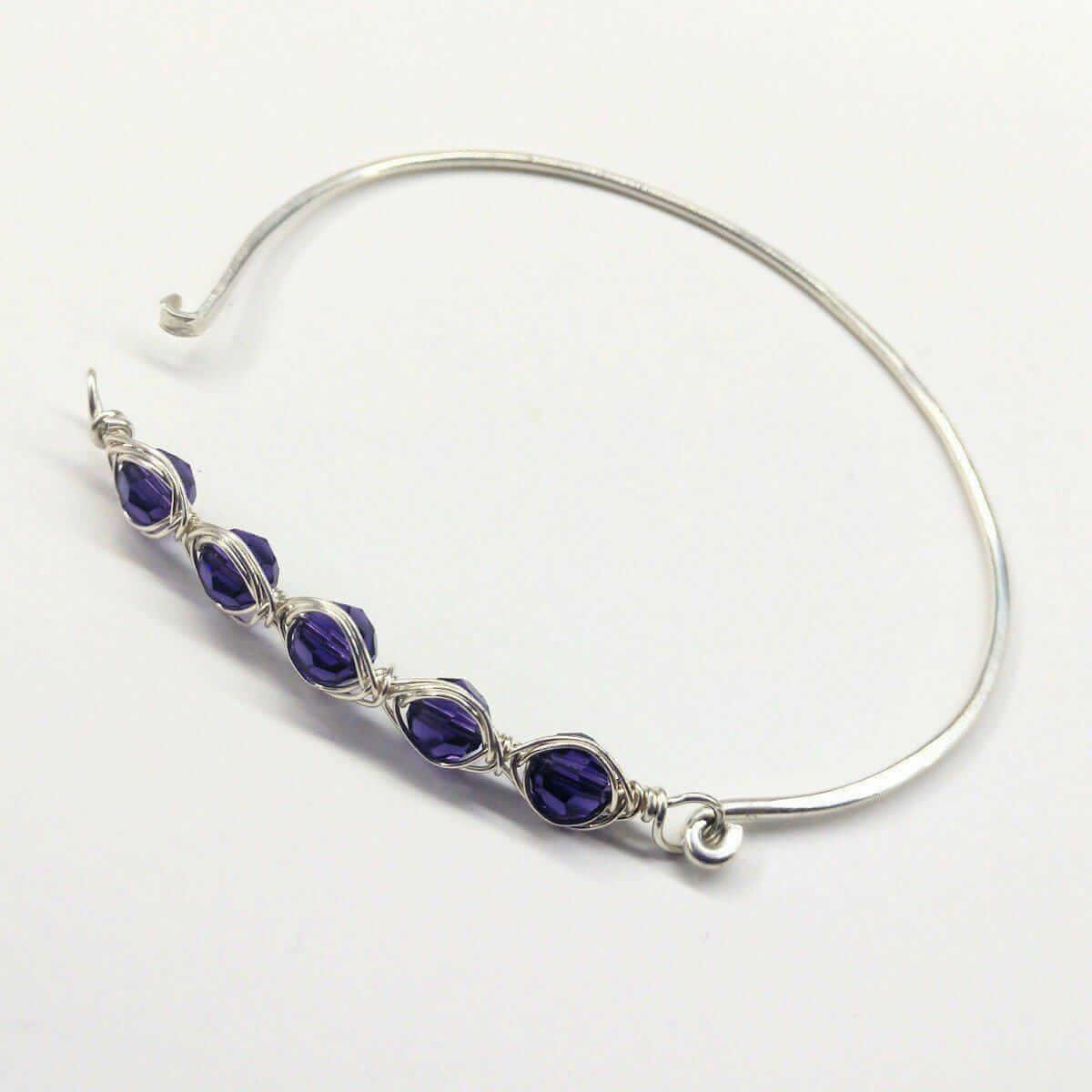 Larger Oval Shaped Swarovski Crystal Bar Bangle Bracelet