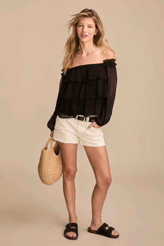[134655-110] WOMENS LUCKY BRAND MID RISE FESTIVAL SHORT - WHITE LIES WASH