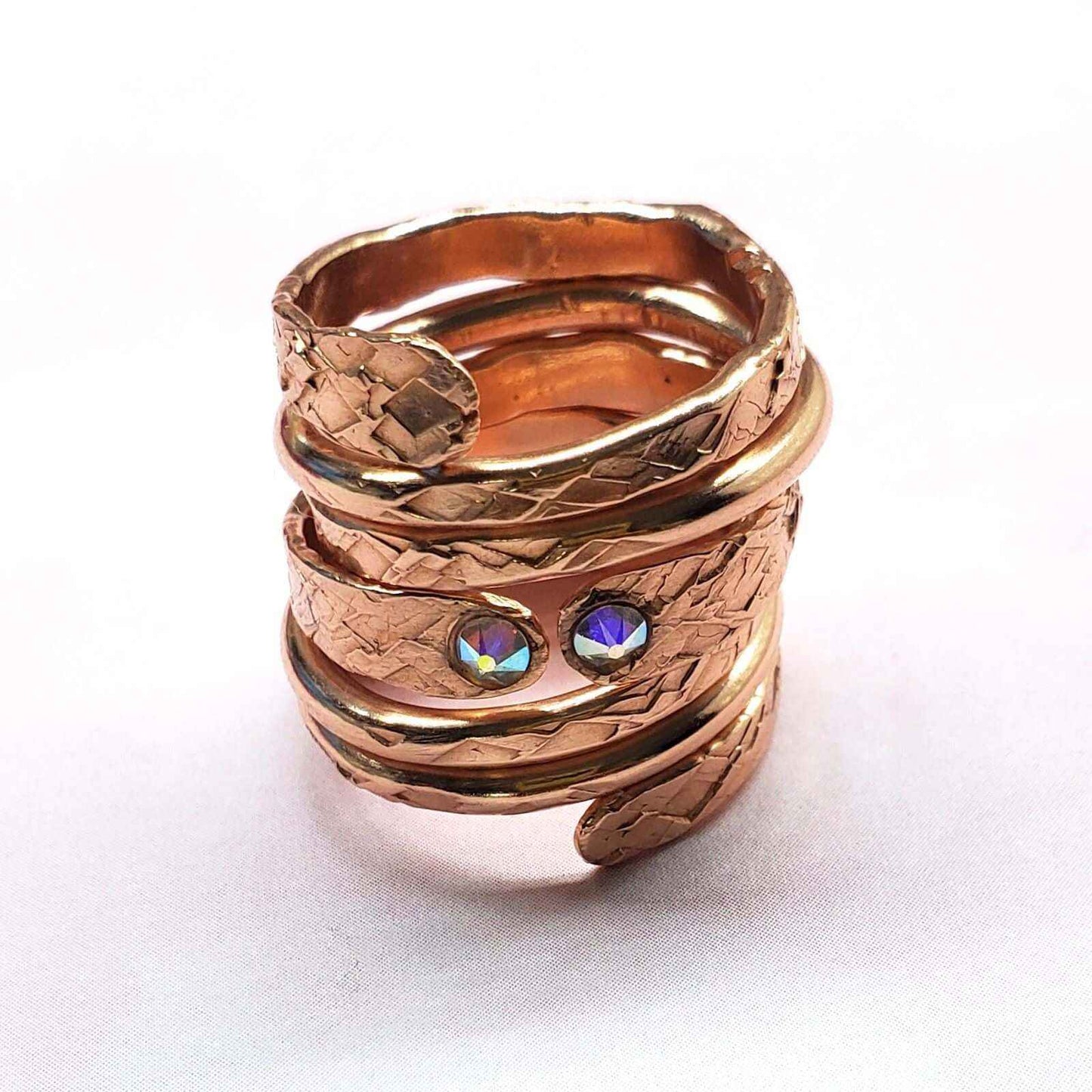 Matching Stackable Brides Mag Copper Crystal Embedded Wrap Ring