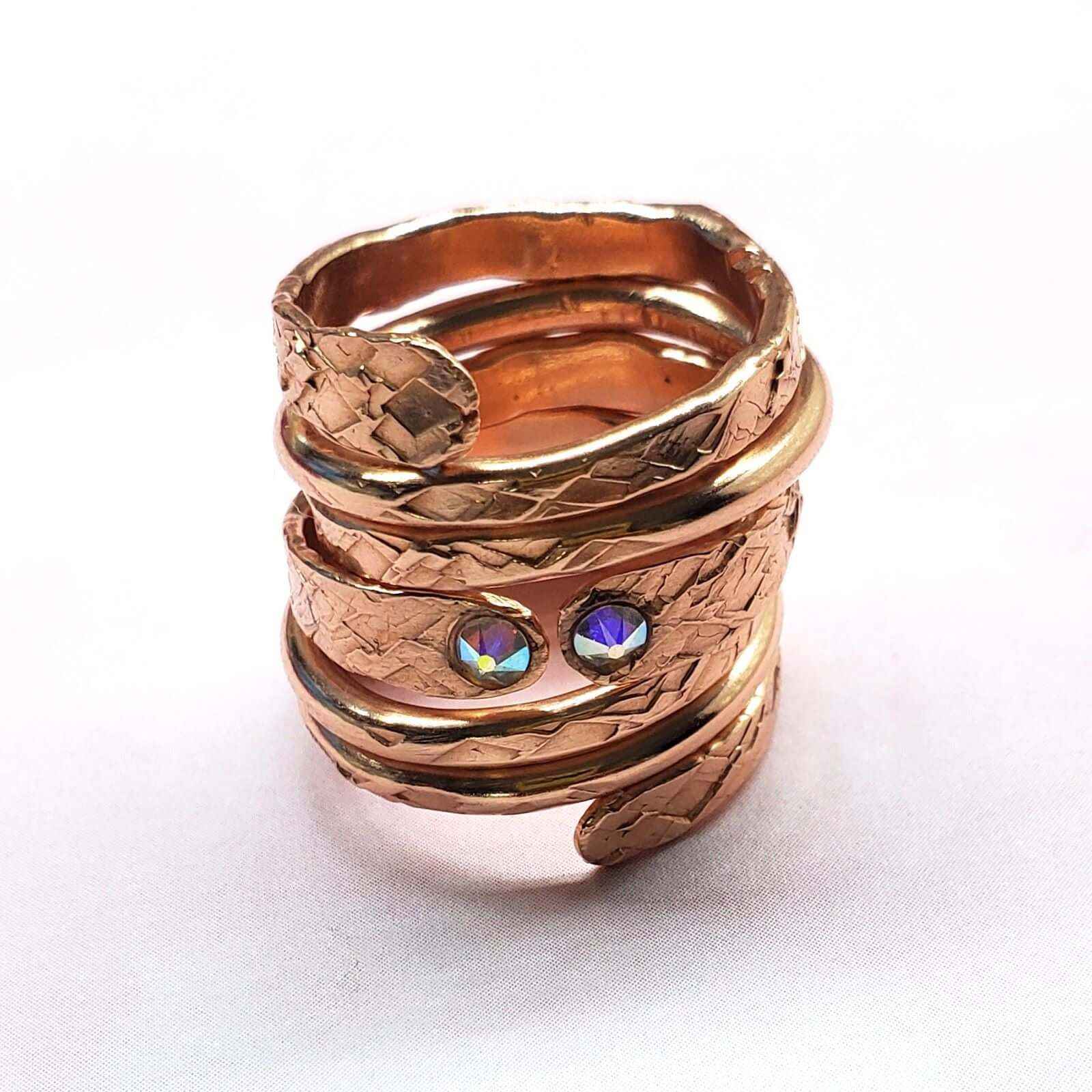 Matching Stackable Brides Mag Copper Crystal Embedded Wrap Ring