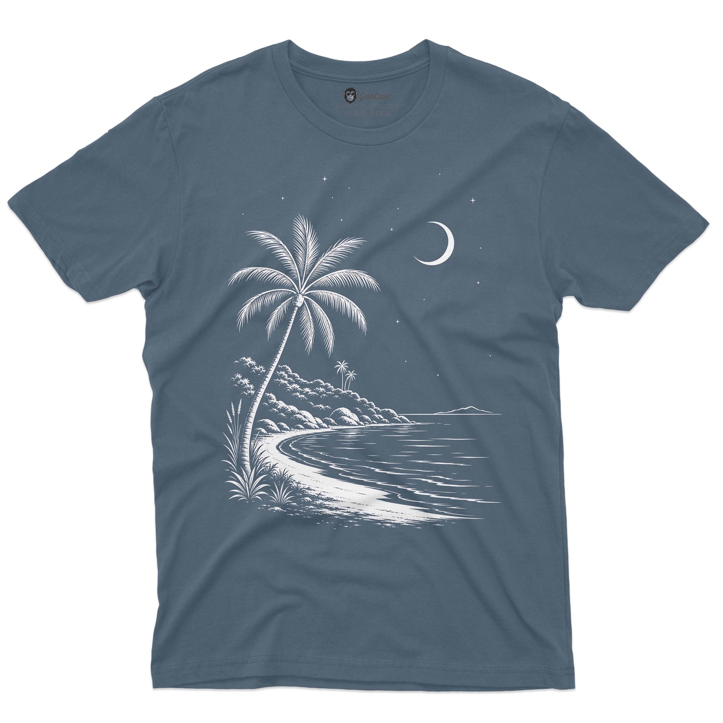 Moonlit Tropical Shore Men’s Crew Neck Tee