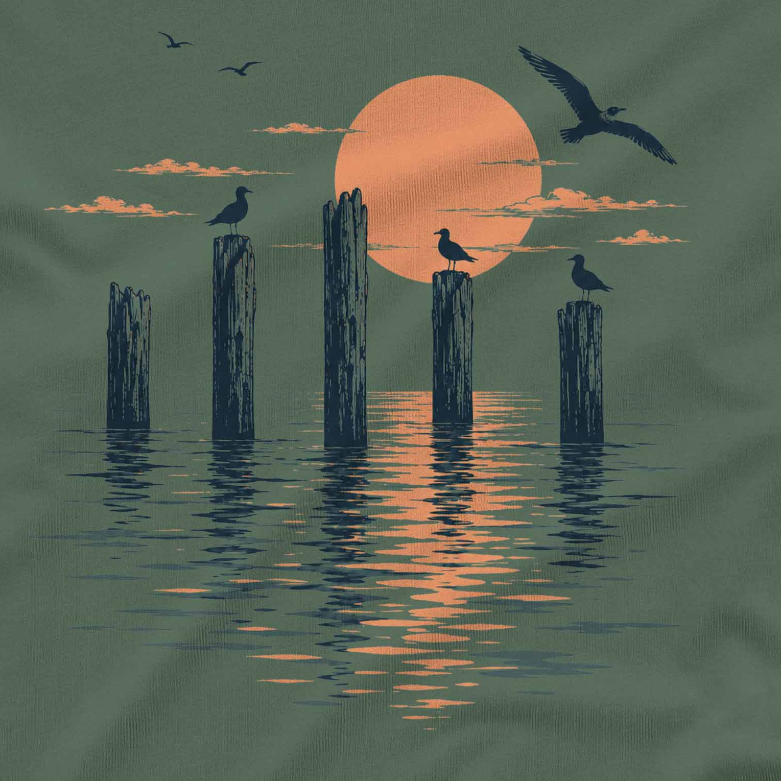 Serene Beach Pier Long Sleeve Tee