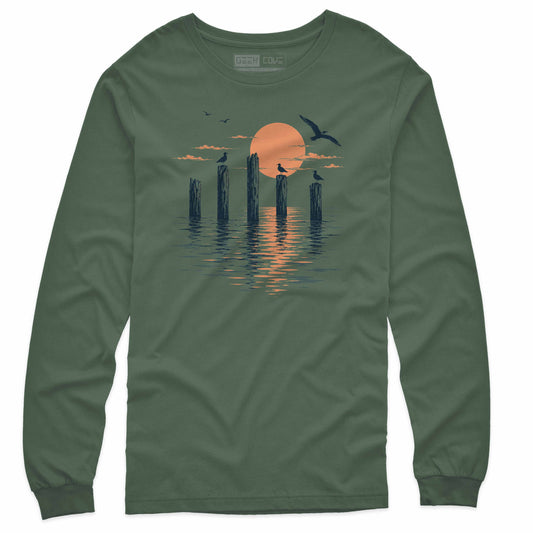 Serene Beach Pier Long Sleeve Tee