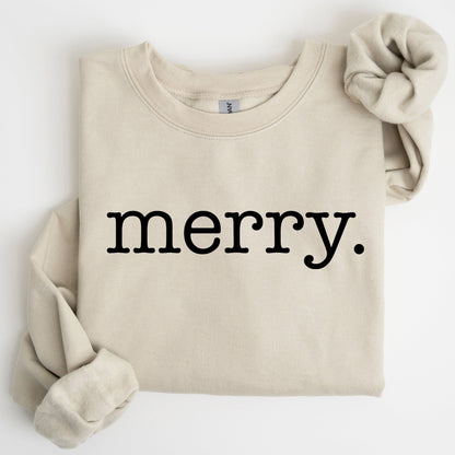 Merry, Classic Minimalist, Christmas, Winter, Snow, Santa, Xmas Sweatshirt