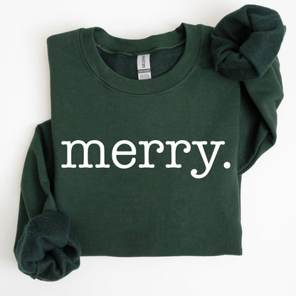 Merry, Classic Minimalist, Christmas, Winter, Snow, Santa, Xmas Sweatshirt