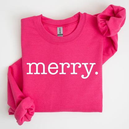 Merry, Classic Minimalist, Christmas, Winter, Snow, Santa, Xmas Sweatshirt