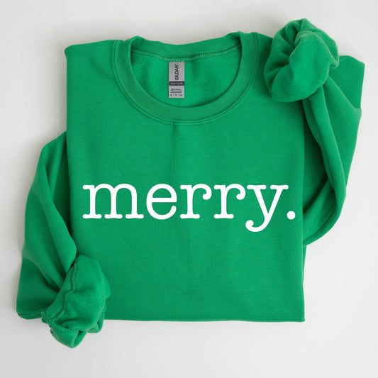 Merry, Classic Minimalist, Christmas, Winter, Snow, Santa, Xmas Sweatshirt