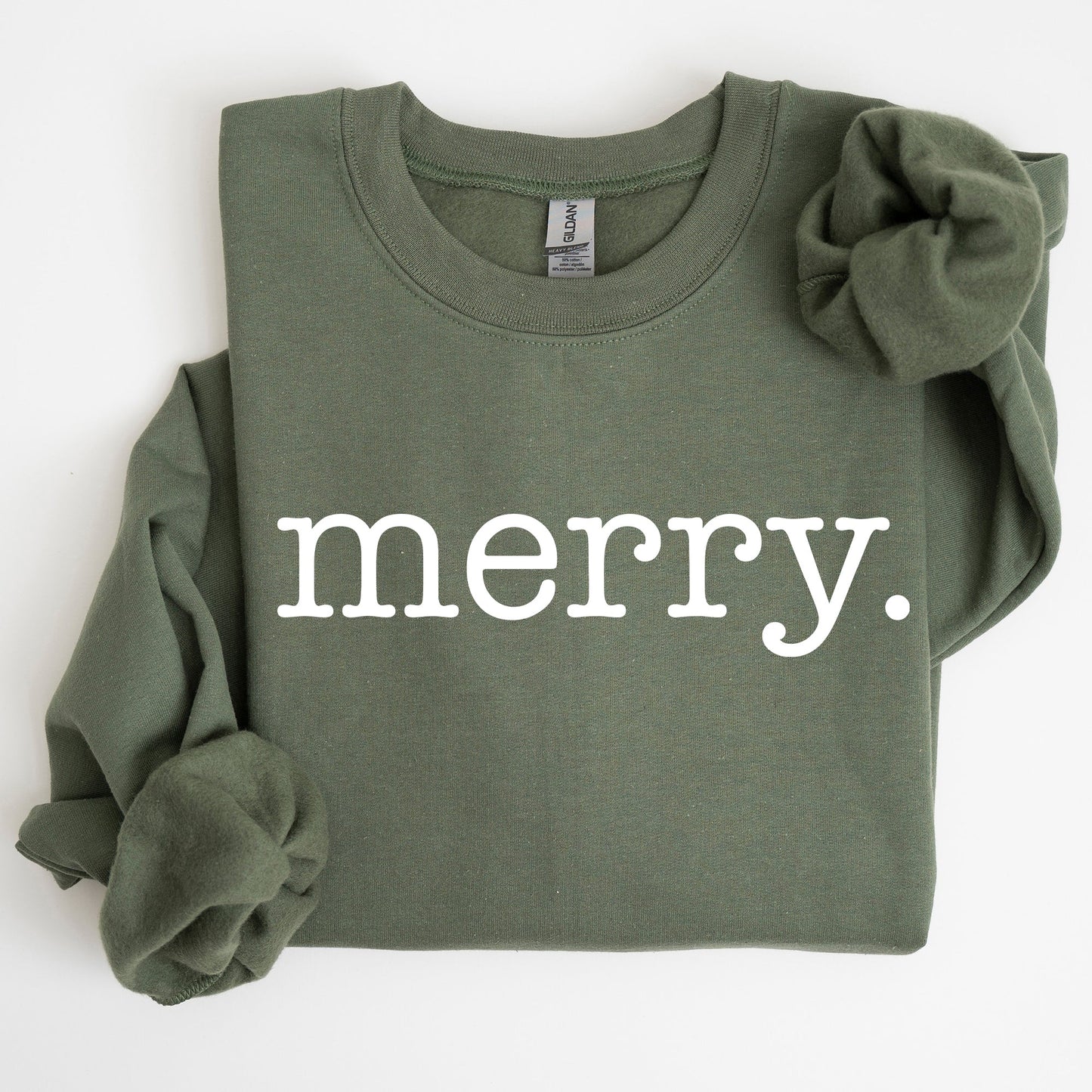 Merry, Classic Minimalist, Christmas, Winter, Snow, Santa, Xmas Sweatshirt