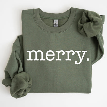 Merry, Classic Minimalist, Christmas, Winter, Snow, Santa, Xmas Sweatshirt