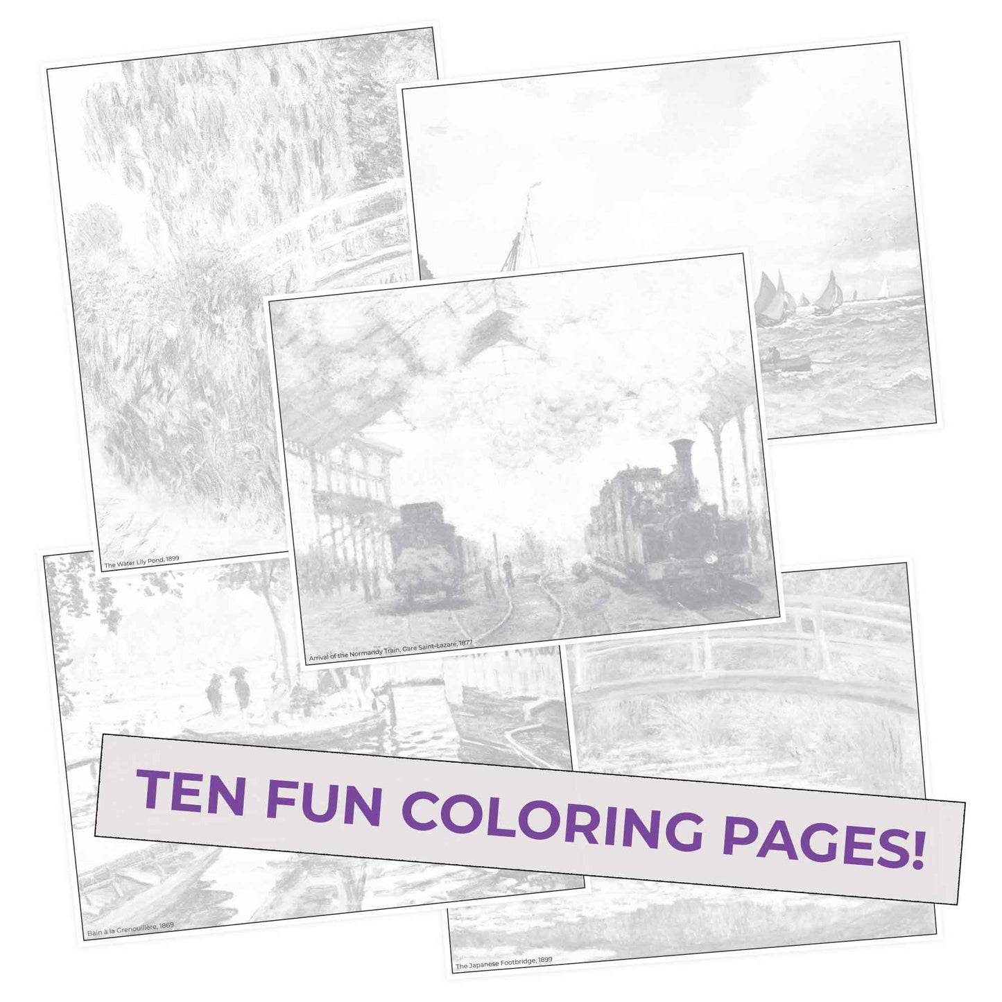 Monet Colors Coloring Pages (10 Pack)