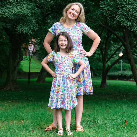 "Staff Meeting" Rainbow Music Notes Super Twirler Dress with Pockets