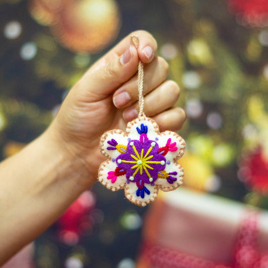 Snowflake Felted Wool Handmade Ornament - Mexico