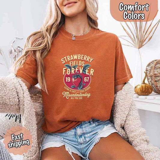 Old School Rock Band Tee – Strawberry Fields Comfort Colors Shirt
