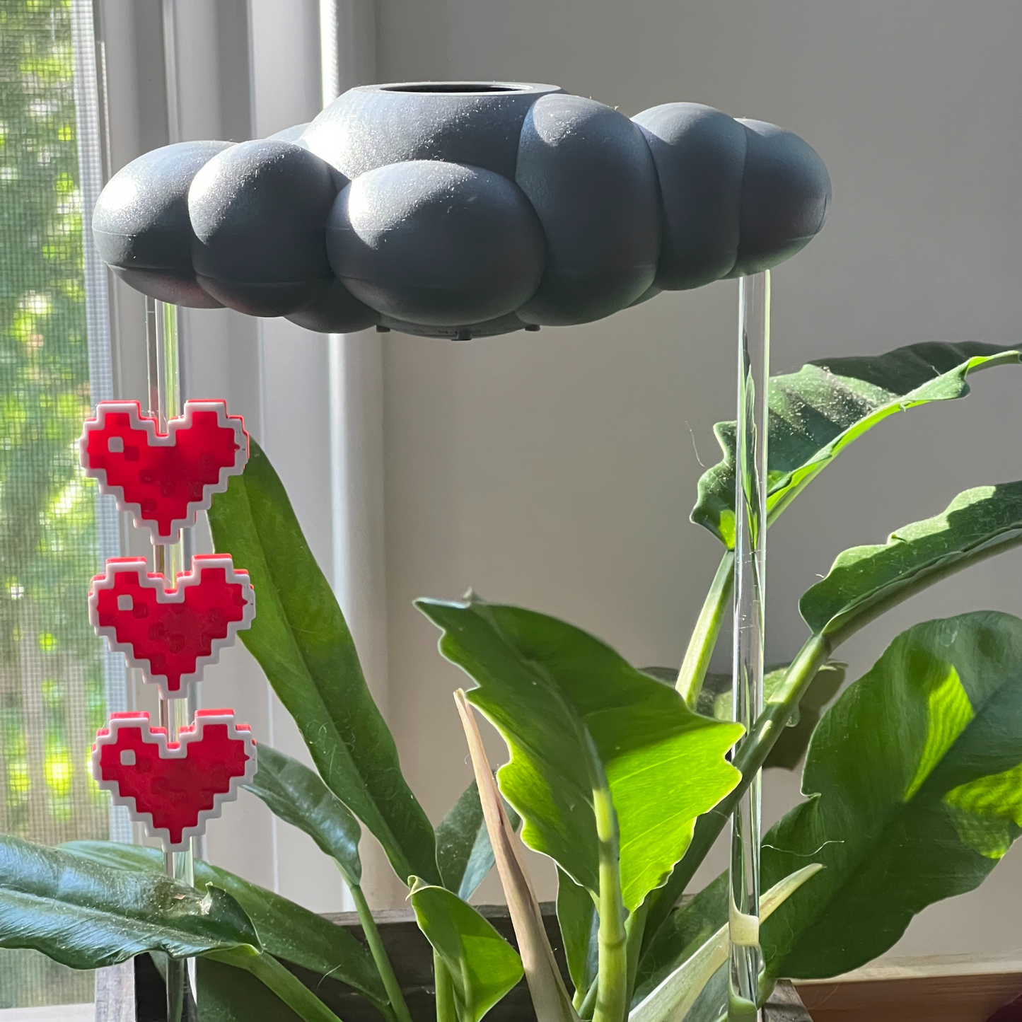 Stormy Dripping Rain Cloud with Pixel Heart Charm Set