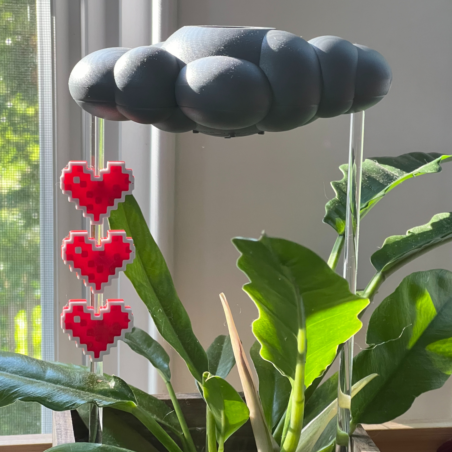 Stormy Dripping Rain Cloud with Pixel Heart Charm Set