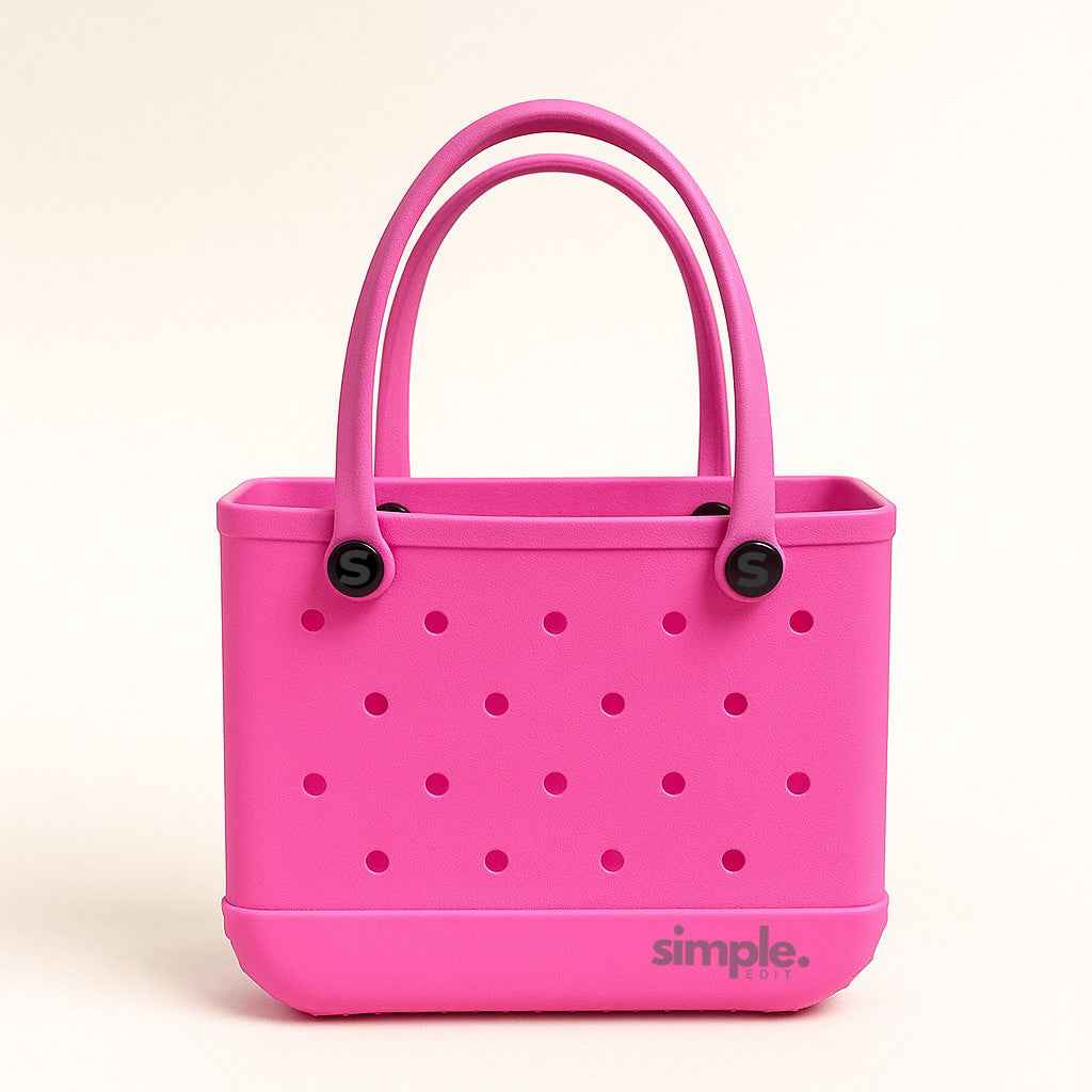 Everyday Small EVA Tote – Haute Pink | Waterproof, Lightweight, Bold Mini Tote Bag