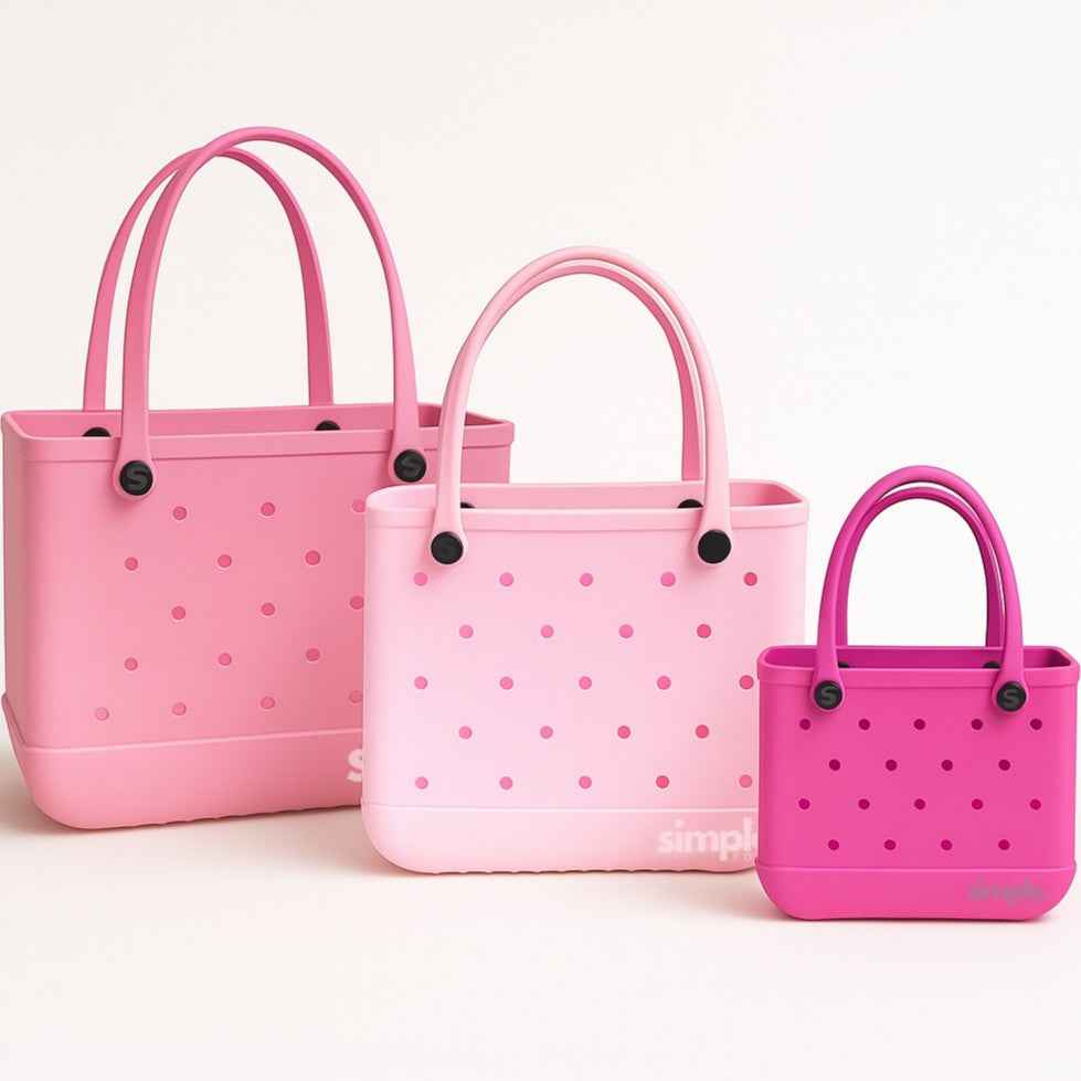 Rubber Tote Bag Set of 3 (XL/M/S) – Stylish Pink Tones EVA Bags, Great Value