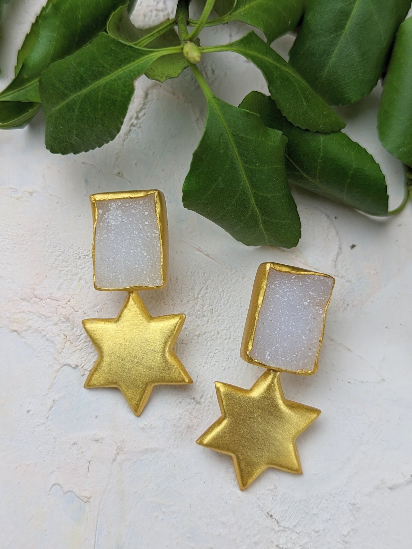 Druzy Star Statement Earrings