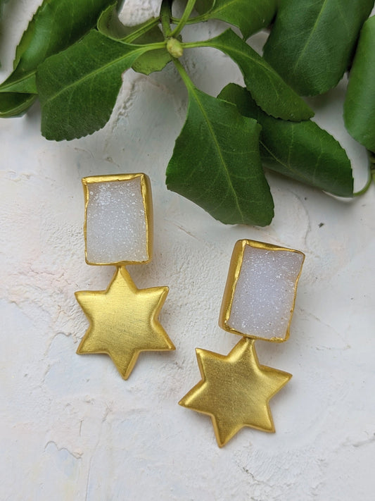 Druzy Star Statement Earrings