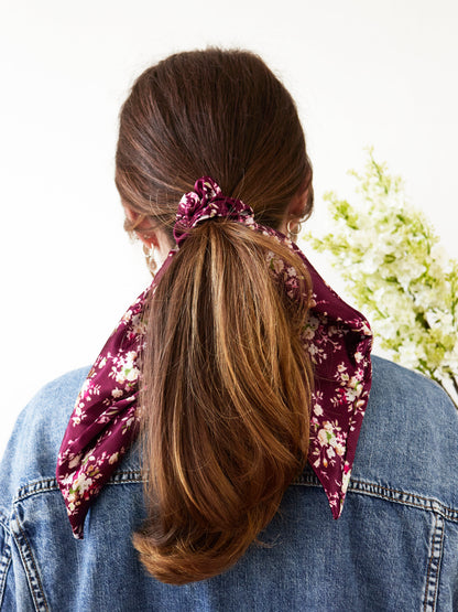 Purple Satin Scarf Scrunchie