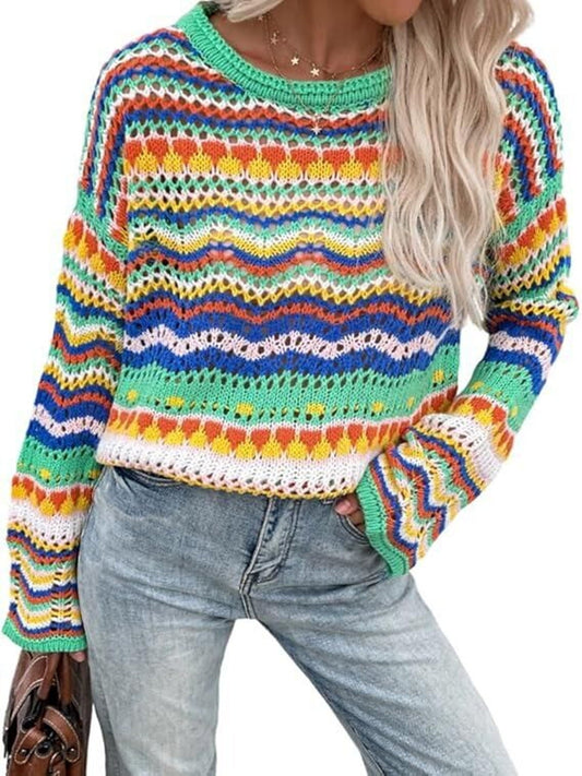 Crochet striped sweater