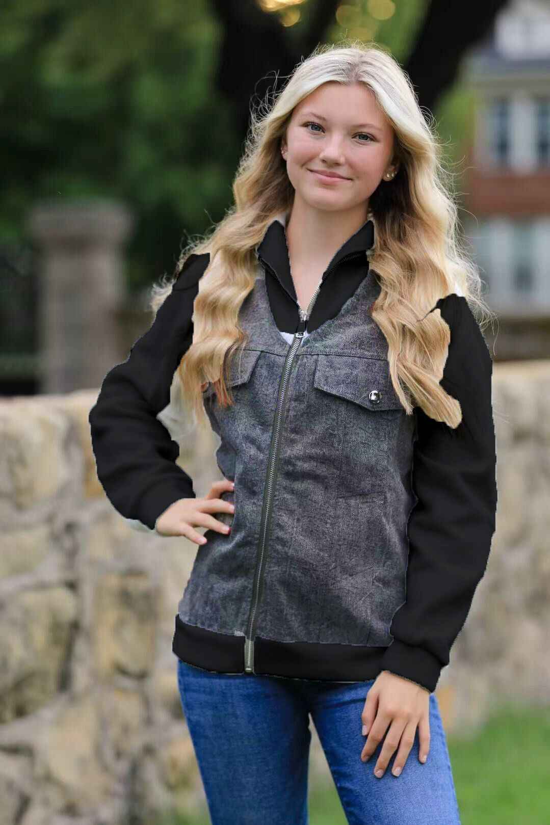 Zip up denim jacket