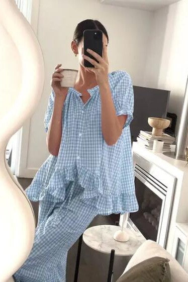 Gingham two piece lounge set
